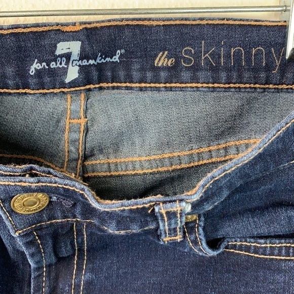 7 for all Mankind the Skinny mid rise dark indigo wash dressy 5 pocket jeans EUC - Picture 8 of 9